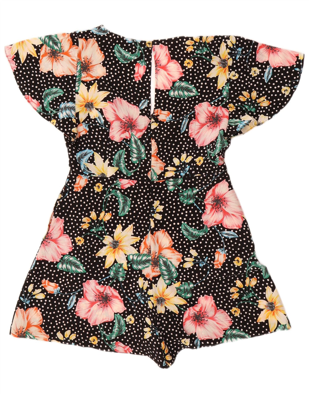 ZARA Womens Playsuit UK 10 Small Black Floral