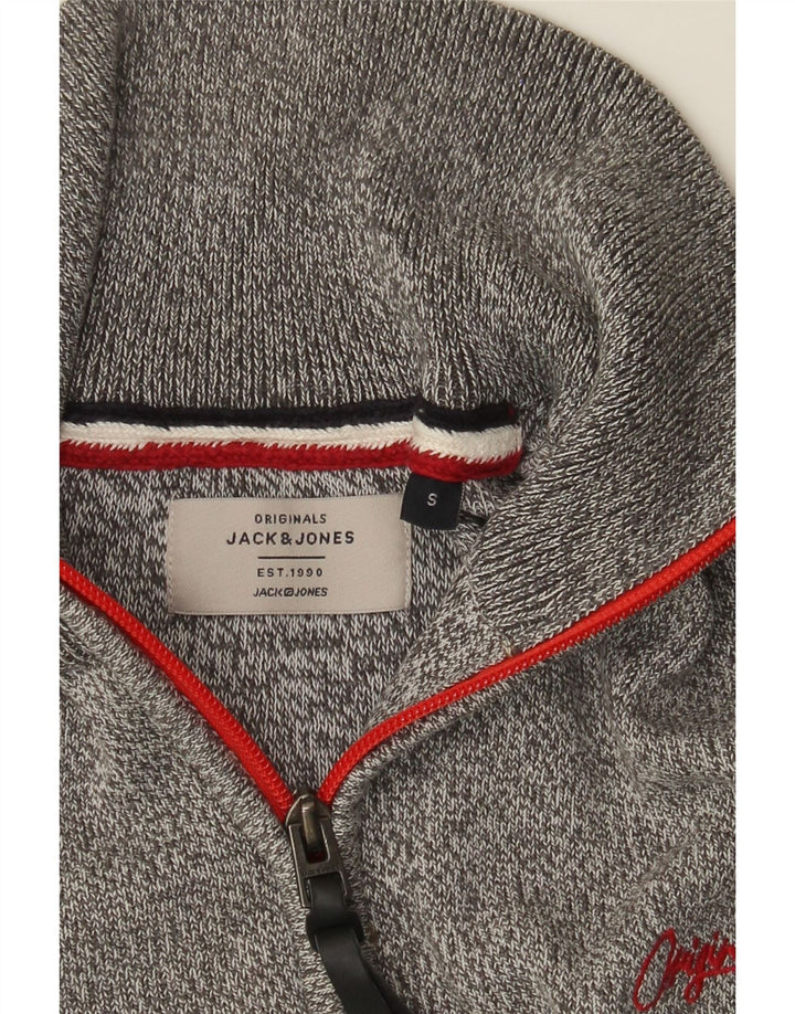 Jack & Jones Herren-Pullover mit Reißverschluss am Hals, klein, grau gefleckt
