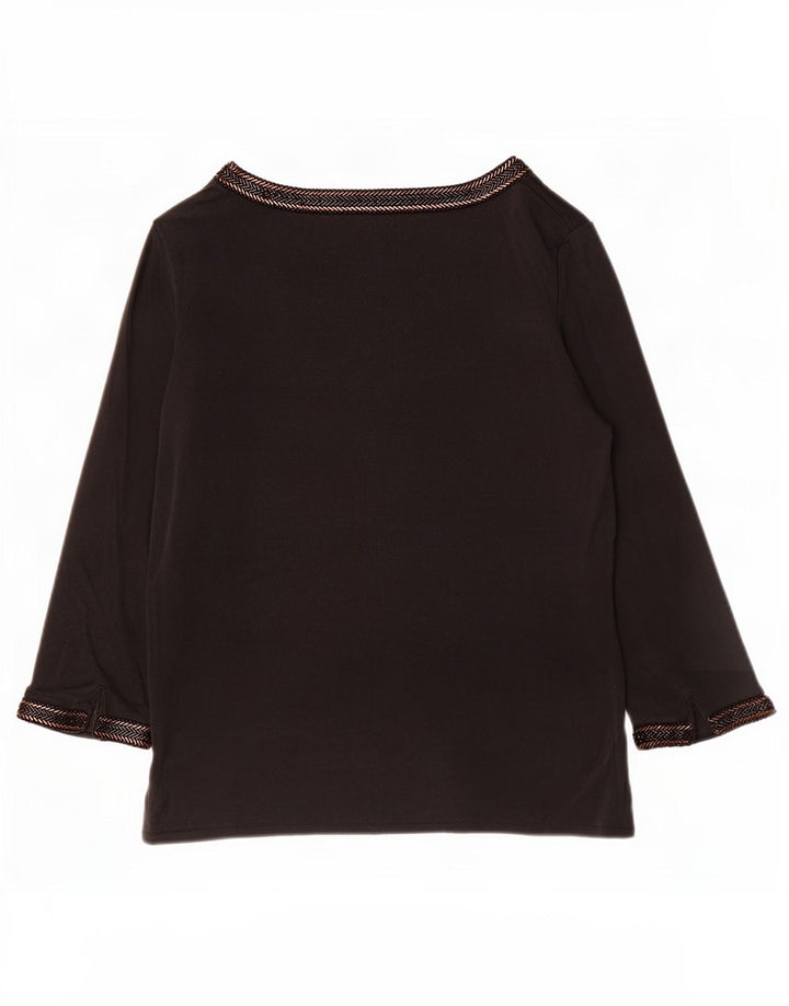 Fenn Wright Manson Damen Top 3/4 Ärmel UK 12 Mittelschwarze Seide
