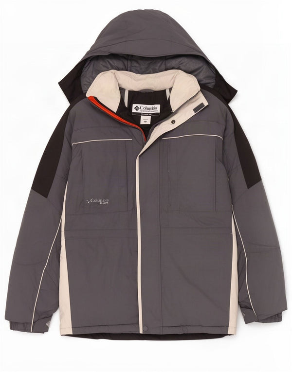 Columbia Jungen-Skijacke mit Kapuze, 15–16 Jahre, graues Colourblock-Nylon