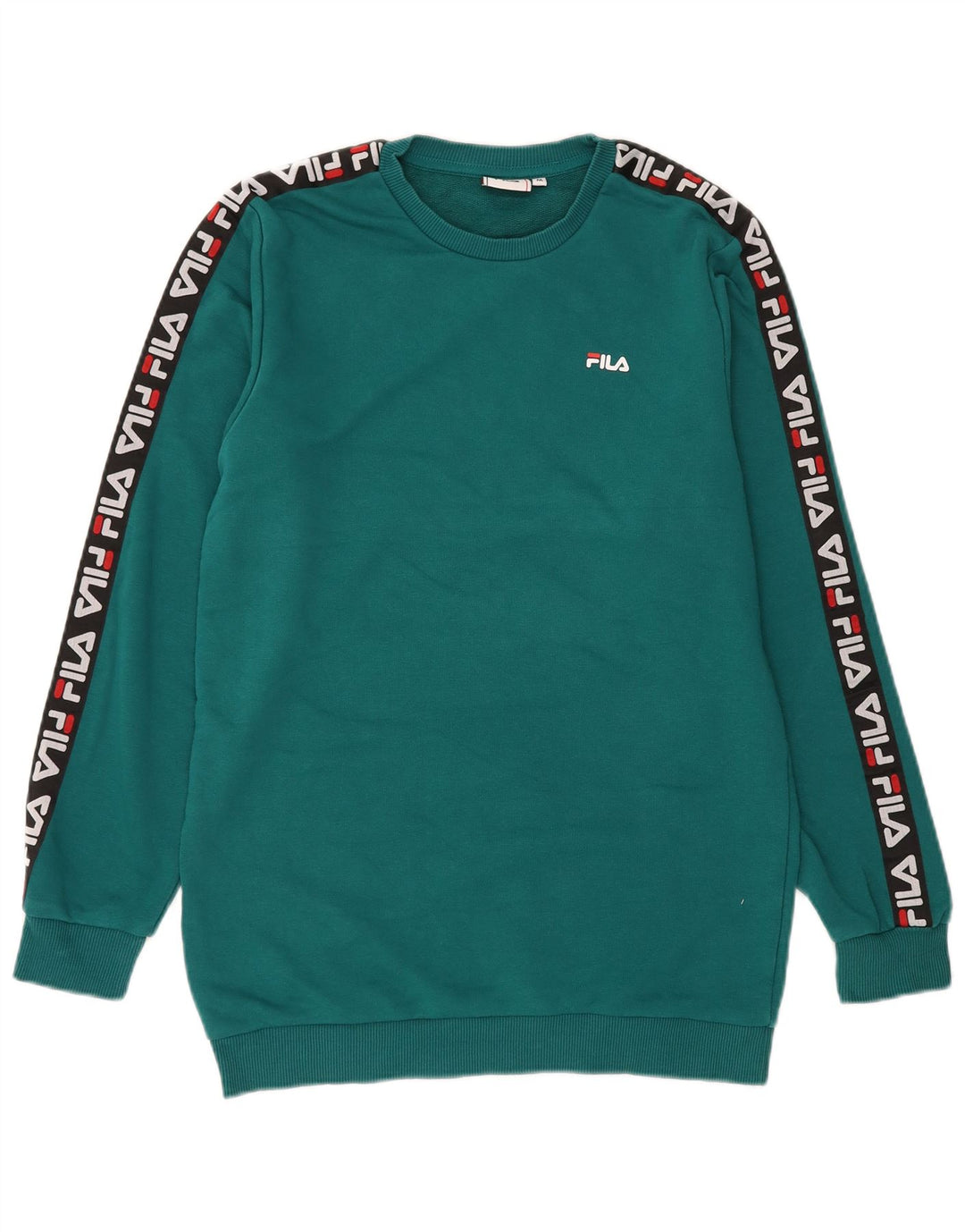 Fila Herren Grafik-Sweatshirt-Pullover aus mittelgrüner Colourblock-Baumwolle