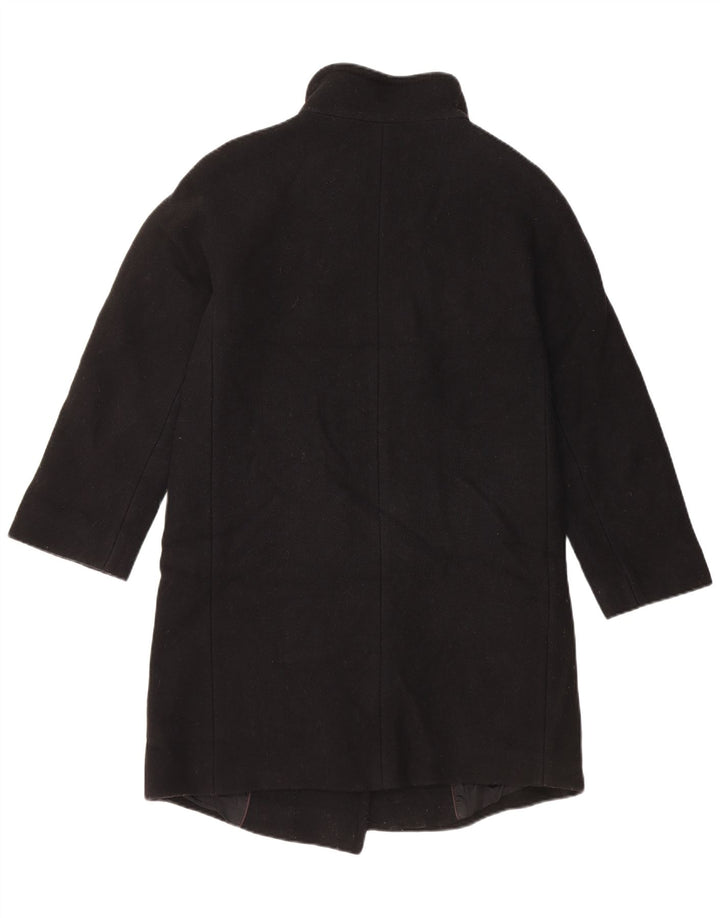 Massimo Dutti Damen Loose Fit Mantel EU 34 2XS Schwarze Wolle