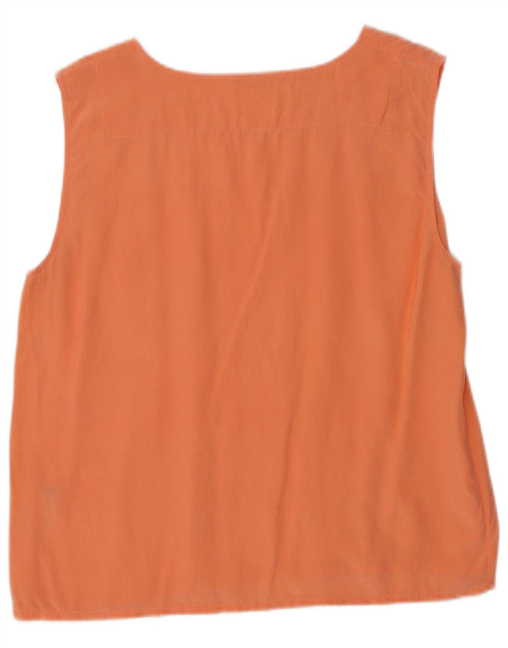Vintage Damen ärmellose Bluse Top IT 40 kleine orange Seide