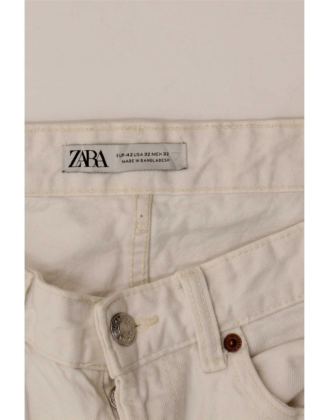 Zara Herren verkürzte Slim-Jeans EU 42 Large W32 L26 Weiß