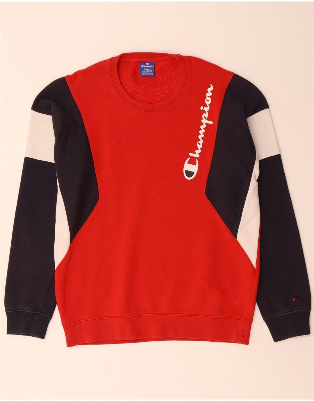 Champion Herren-Sweatshirt mit Grafik, Größe S, Rot, Colourblock-Baumwolle