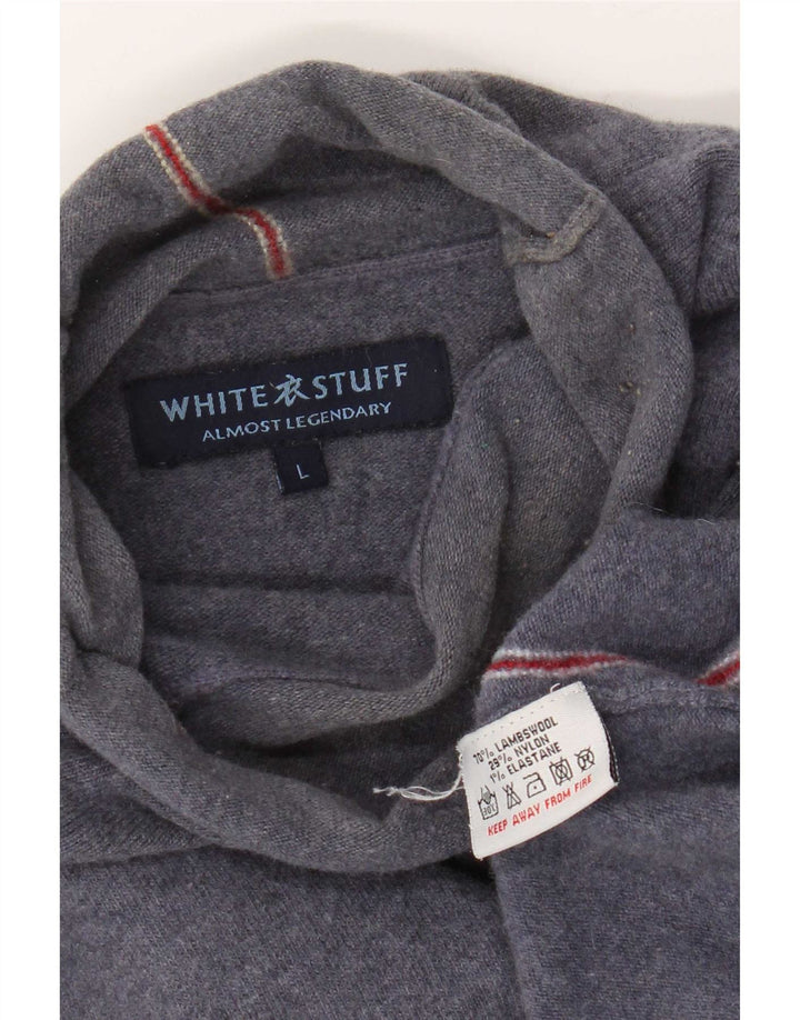 White Stuff Rollkragenpullover für Herren, groß, blaue Lammwolle