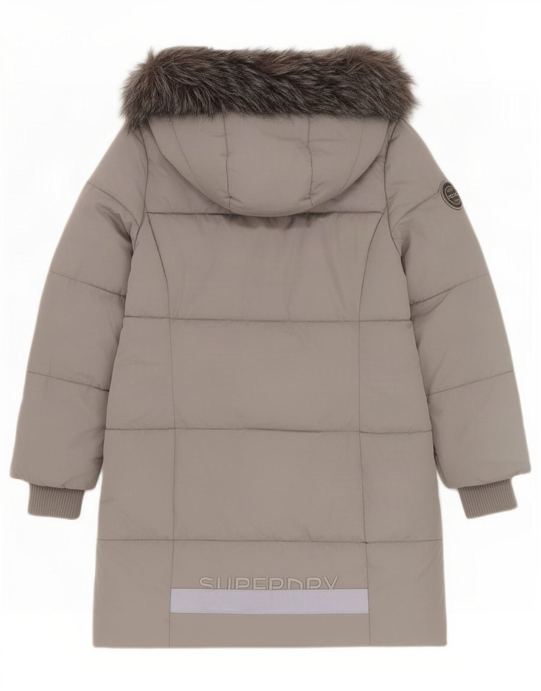 Superdry Damen Graphic Hooded Wattierter Mantel UK 12 Mittelgraues Polyester