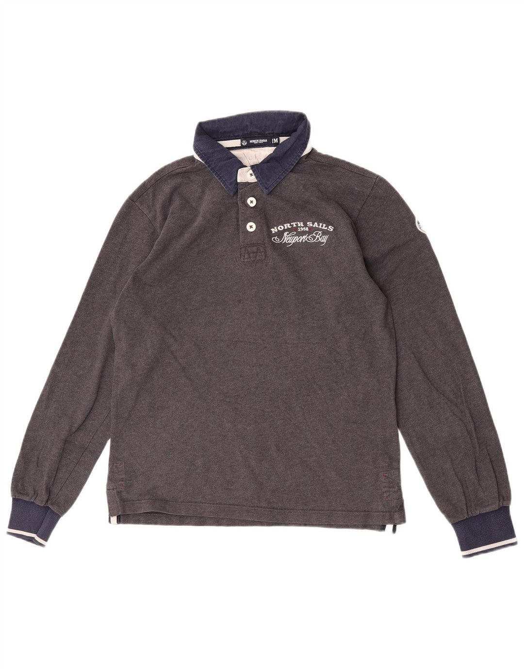 North Sails Herren-Rugby-Poloshirt mit Grafik, Mittelgrau, Farbblock