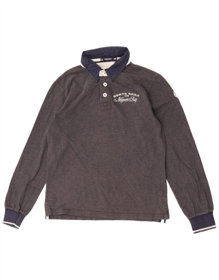 North Sails Herren-Rugby-Poloshirt mit Grafik, Mittelgrau, Farbblock