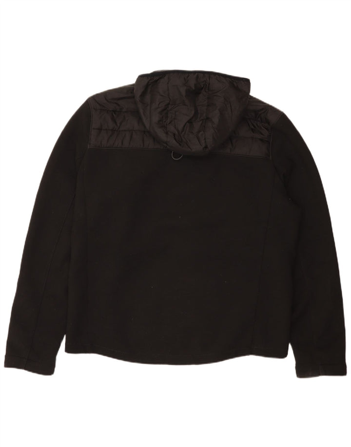 Zara Herren-Jacke mit Kapuze, gepolstert, Größe 40, Größe L, Schwarz, Baumwolle