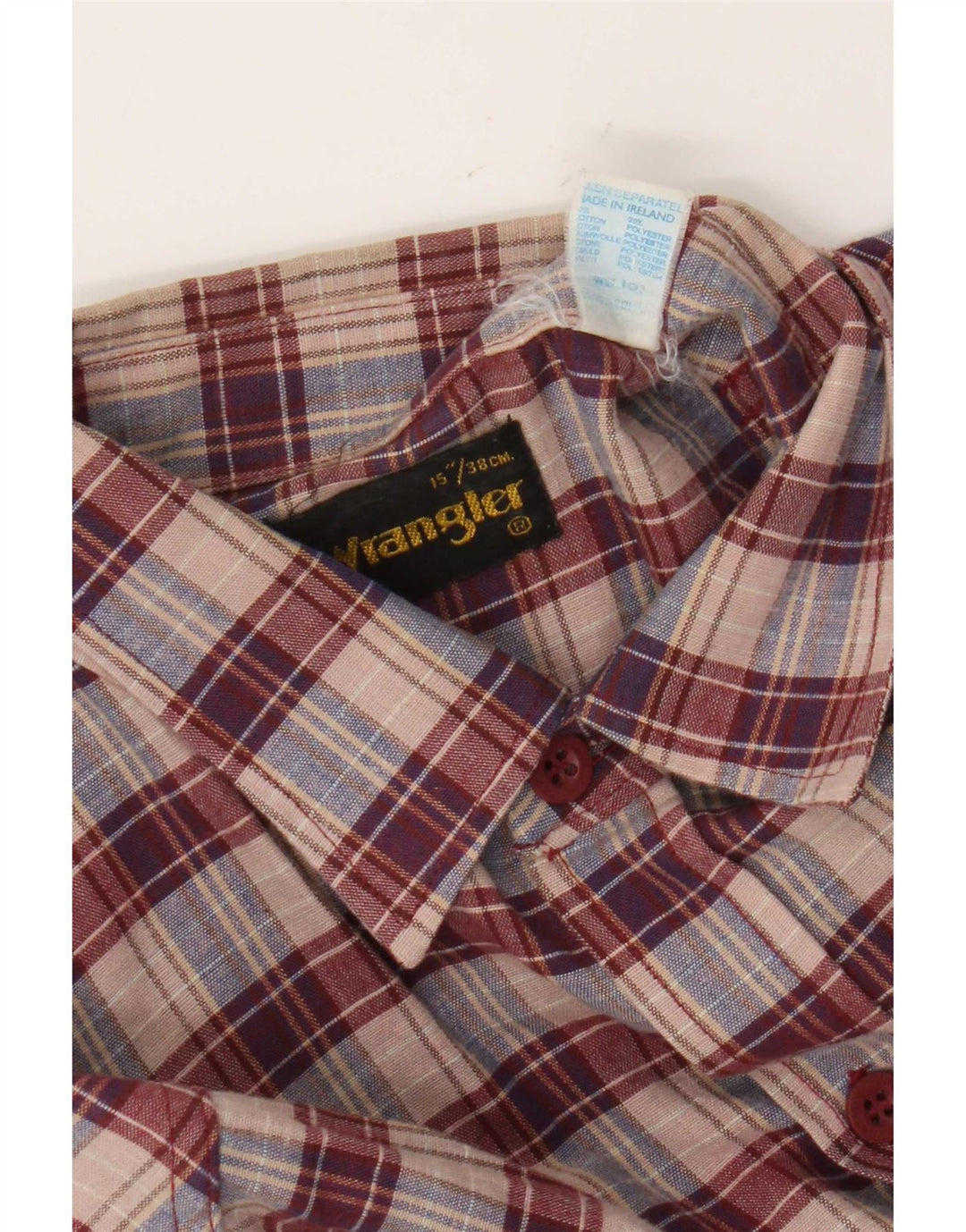 Wrangler Herren-Flanellhemd, Größe 38 15, mittelrot karierte Baumwolle