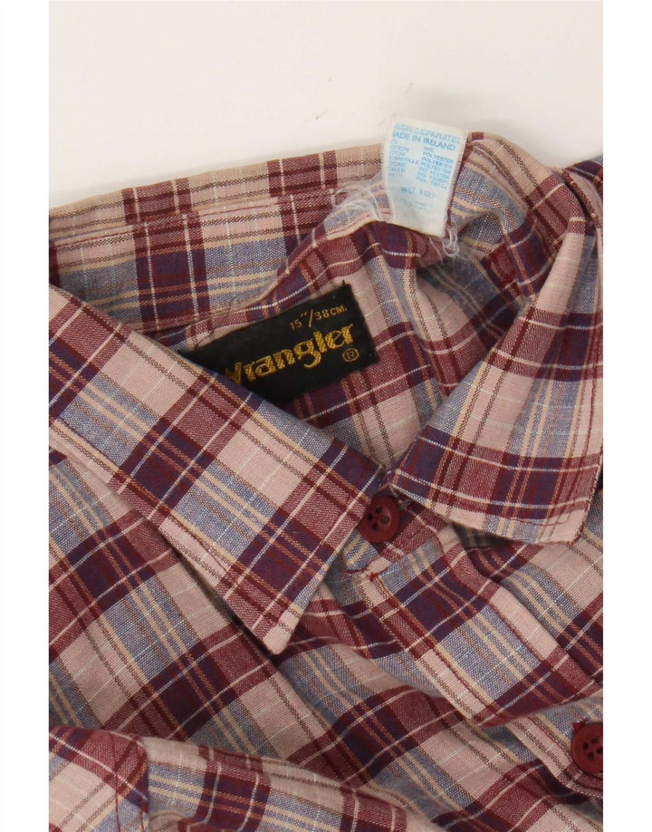Wrangler Herren-Flanellhemd, Größe 38 15, mittelrot karierte Baumwolle
