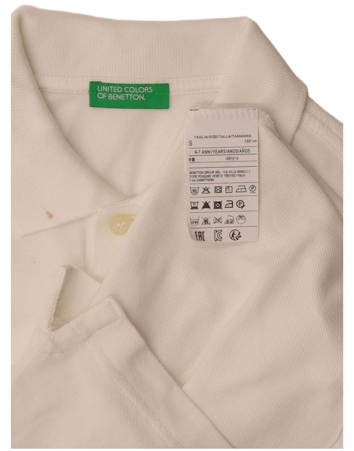 Benetton Jungen-Poloshirt, 6–7 Jahre, Größe S, weiße Baumwolle