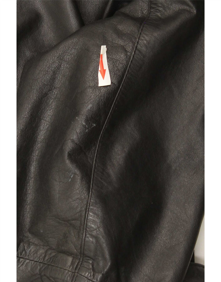 VINTAGE Damen Lederjacke UK 16 Großes schwarzes Leder