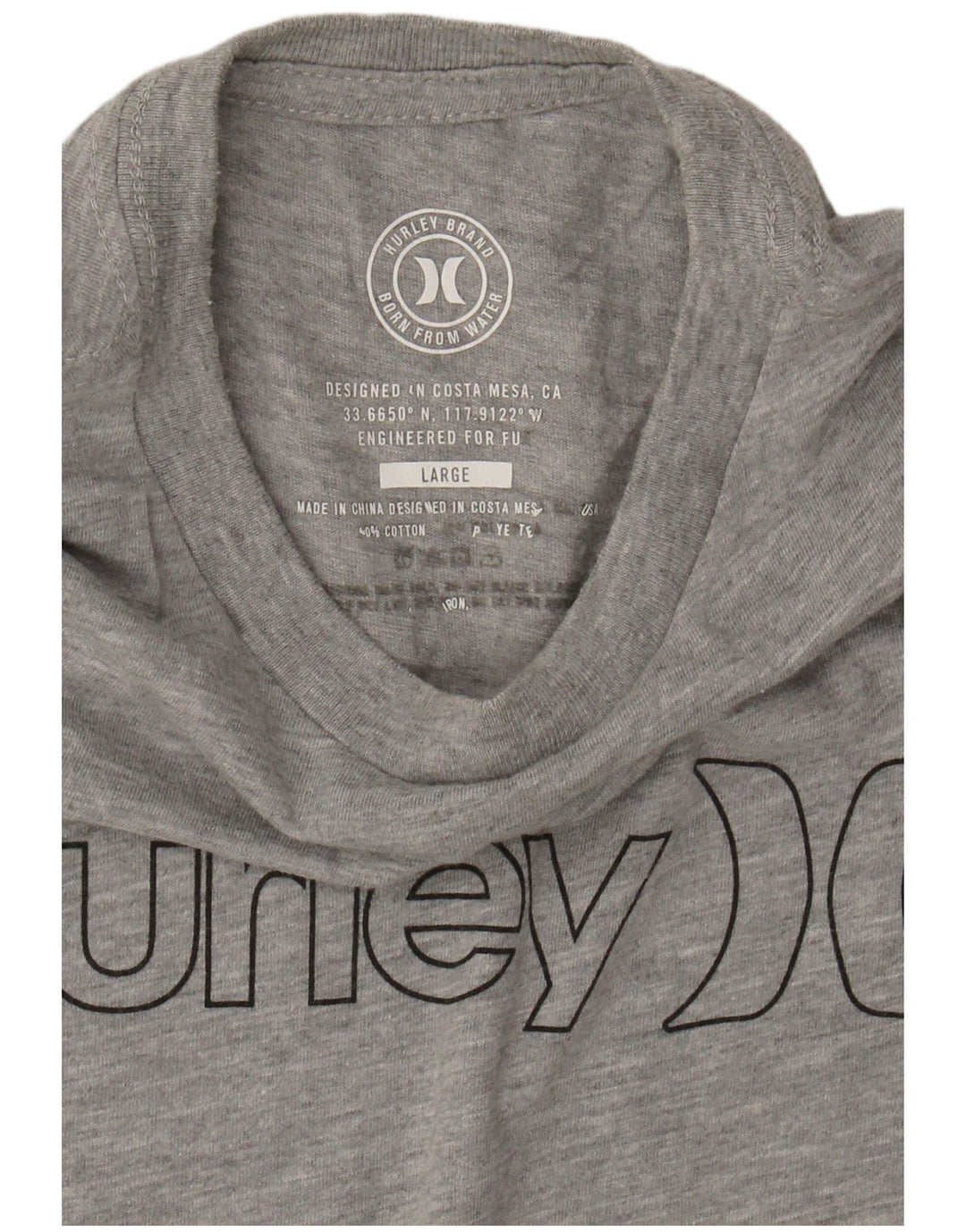 HURLEY Grafik-T-Shirt für Jungen, 12–13 Jahre, groß, grau gesprenkelte Baumwolle