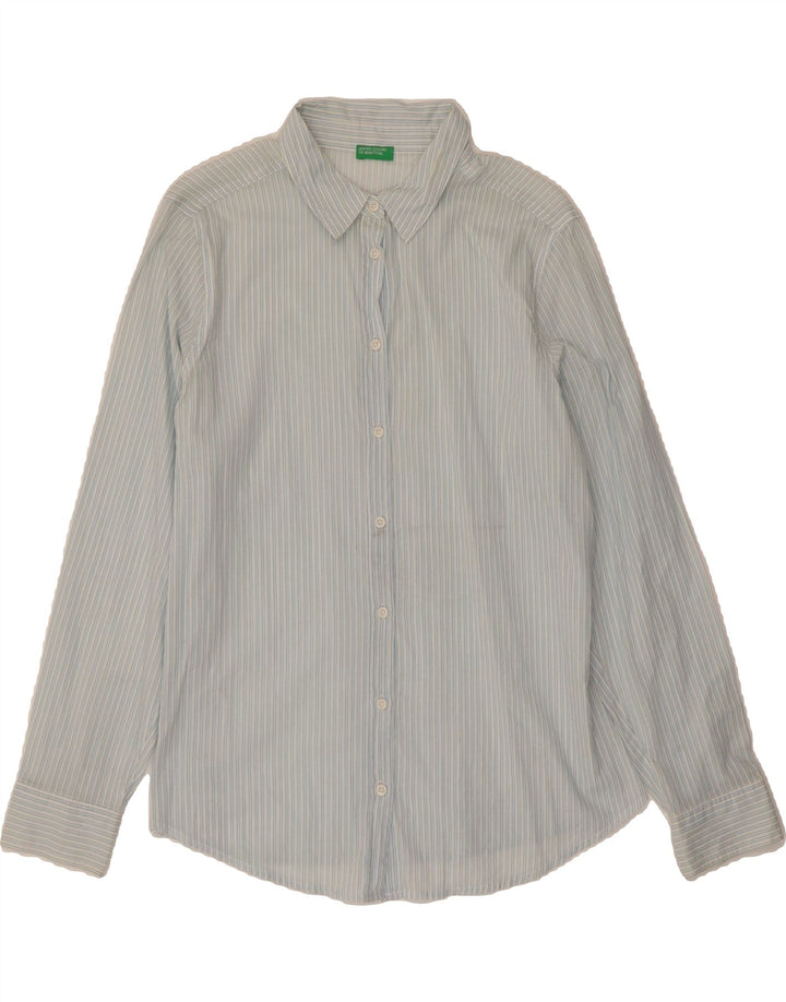 BENETTON Womens Shirt UK 16 Large Blue Striped Cotton Vintage Benetton and Second-Hand Benetton from Messina Hembry 