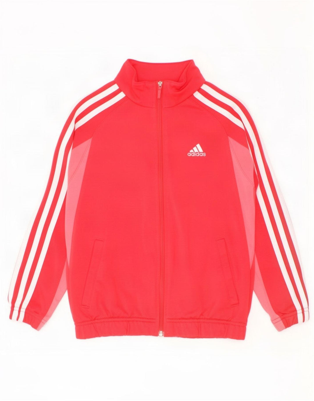 Adidas Mädchen-Trainingsanzug-Top-Jacke, 7–8 Jahre, rotes Farbblock-Polyester