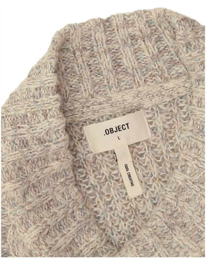 Object Damen-Pullover mit Rundhalsausschnitt, Gr. 40, Größe L, Grau, Acryl