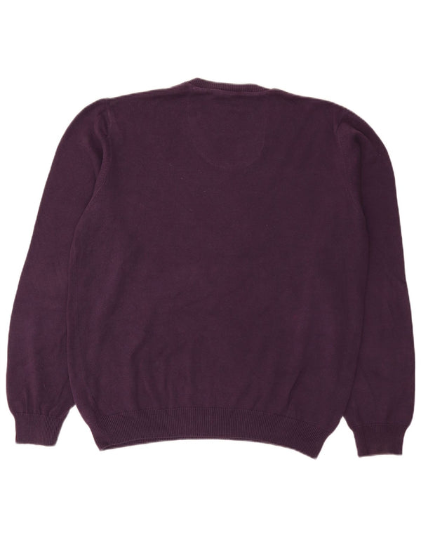 Marks & Spencer Mens Regular Fit V-Neck Jumper Sweater Medium Purple Cotton