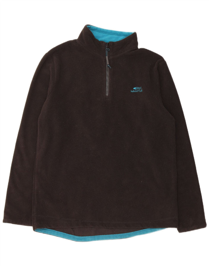 Weird Fish Herren-Fleecepullover mit Reißverschluss am Hals, Mittelschwarzes Polyester