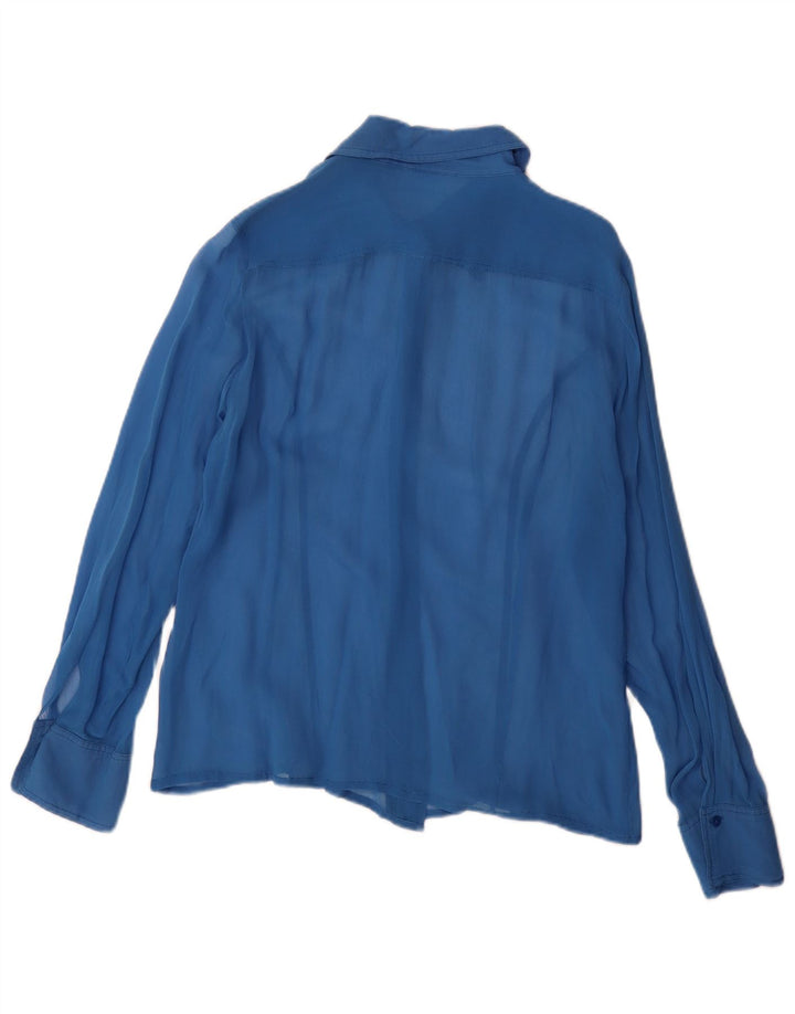 Vintage Damen Hemdbluse UK 14 Groß Blau