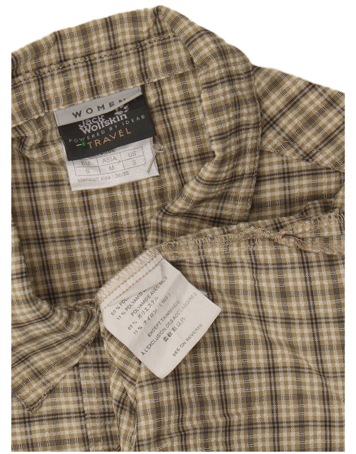 JACK WOLFSKIN Damen ärmelloses Hemd UK 10 Small Beige Check Polyester