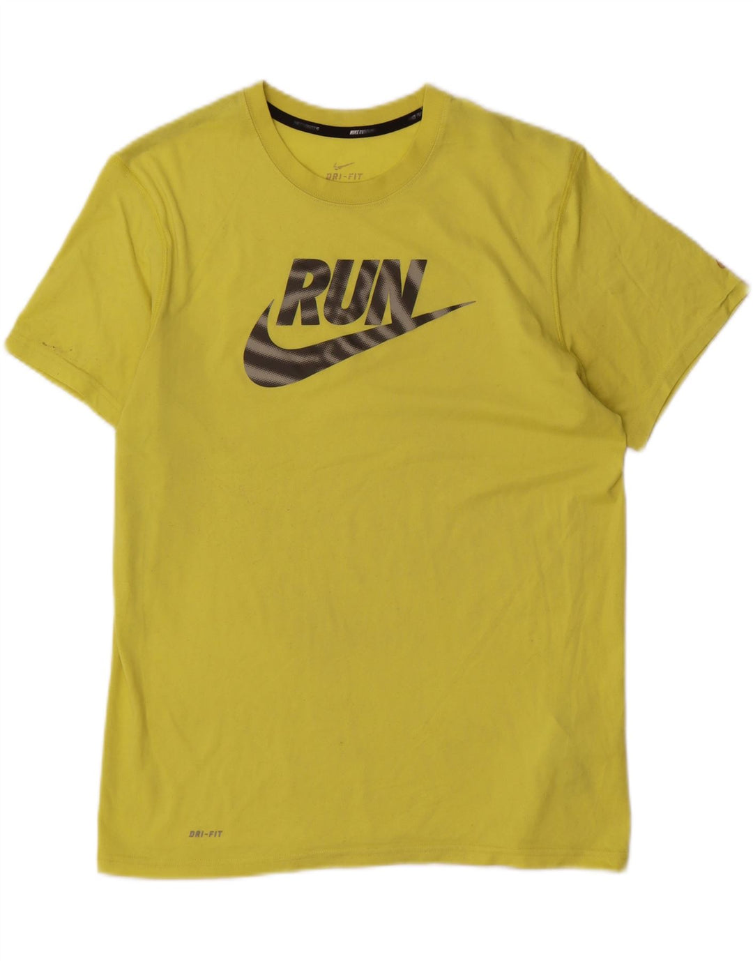 Nike Herren Dri Fit Grafik-T-Shirt-Oberteil aus mittelgelbem Polyester