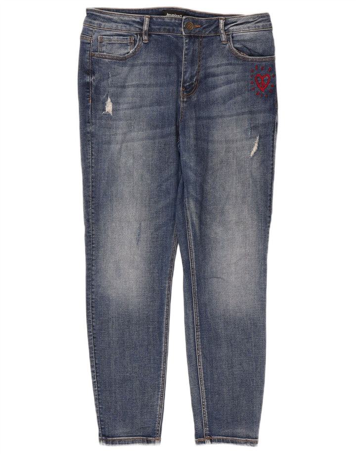 Desigual Damen Distressed Slim Jeans W32 L26 Blaue Baumwolle
