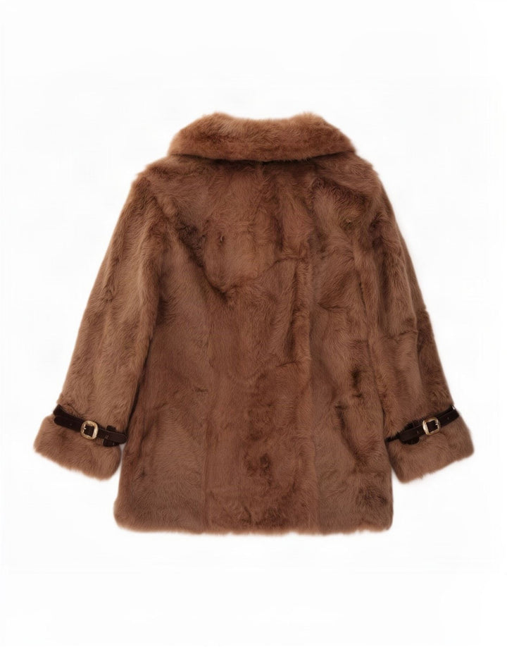 Vintage Damen Kunstfellmantel UK 14 Mittelbraun
