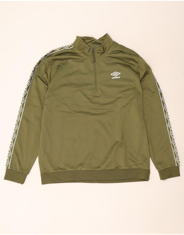 Umbro Herren-Sweatshirt mit grafischem Reißverschluss, XL, grünes Polyester