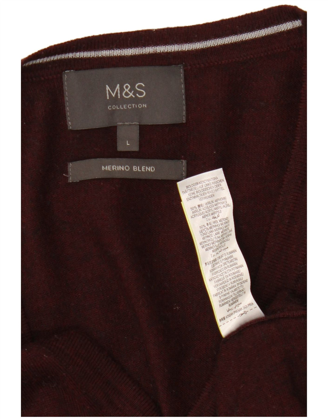 MARKS & SPENCER Damen-Cardigan-Pullover UK 16 Große bordeauxrot gesprenkelte Wolle