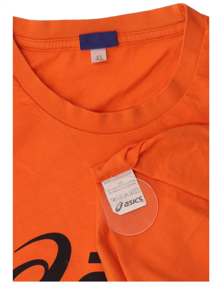 Asics Herren Grafik T-Shirt Top XL Orange Baumwolle