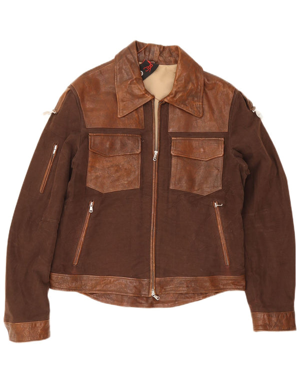 Vintage Damen Lederjacke UK 20 2XL Braun