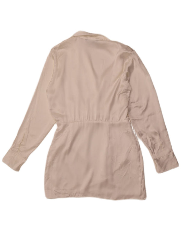 ZARA Damen Pullover-Hemdkleid UK 14 Mittelweiße Seide