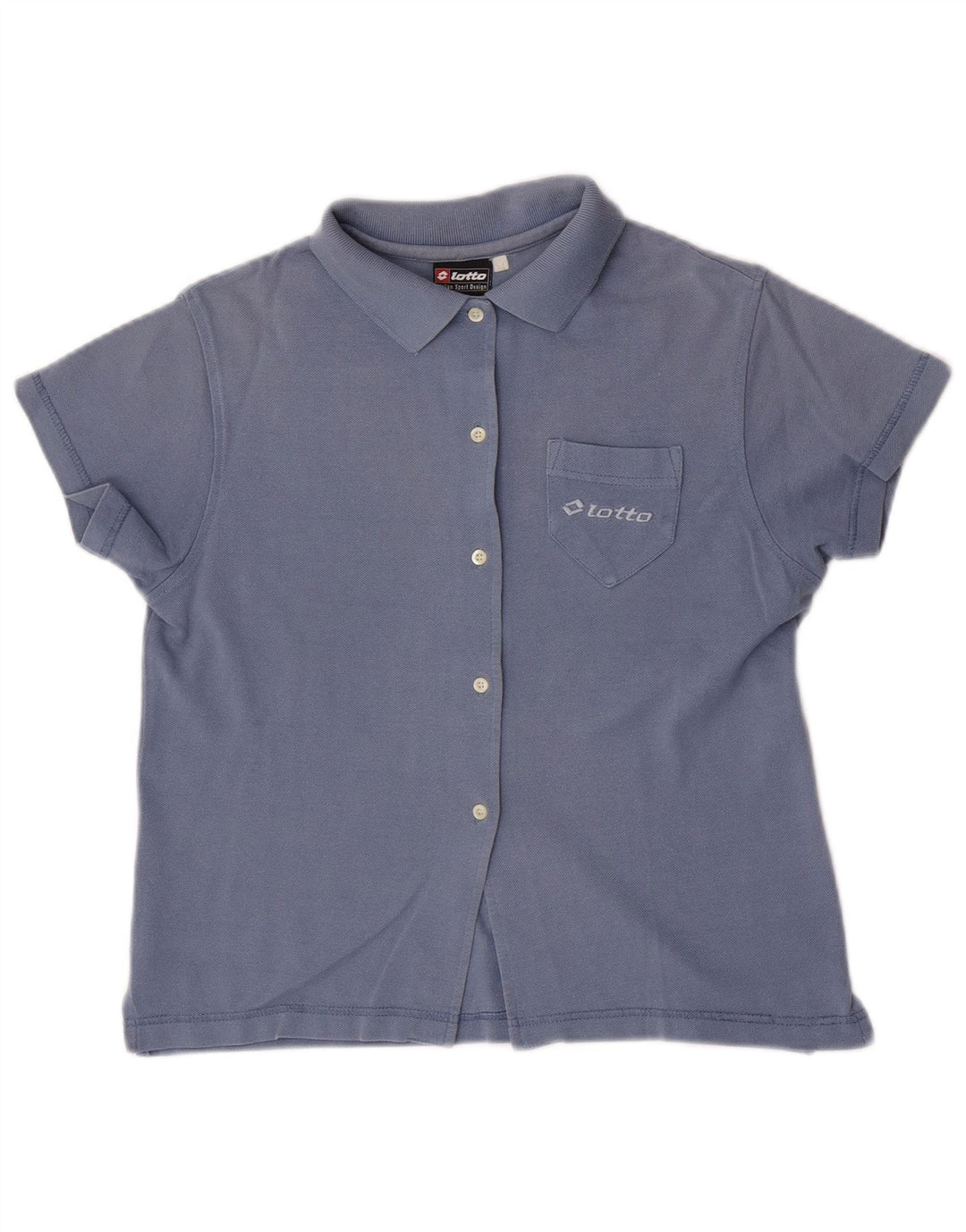 Lotto Damen Kurzarmhemd UK 12 Mittelblaue Baumwolle