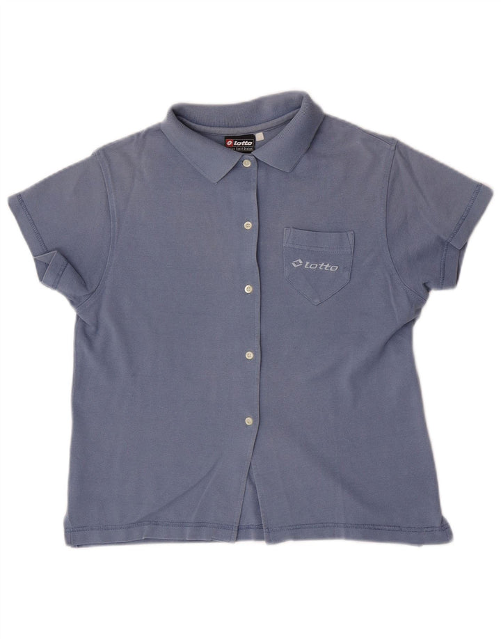 Lotto Damen Kurzarmhemd UK 12 Mittelblaue Baumwolle