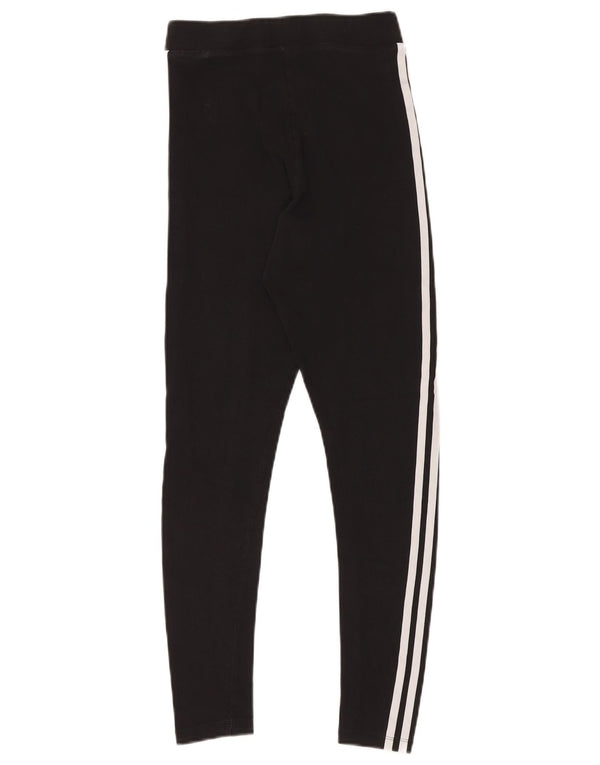 ADIDAS Damen Leggings UK 8 Small Schwarz Baumwolle