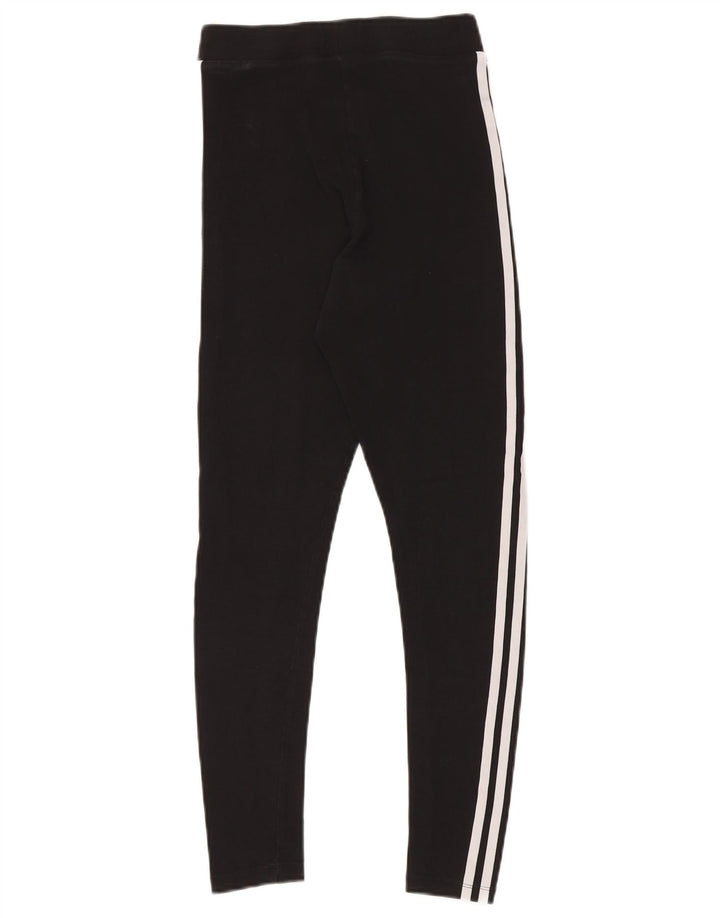ADIDAS Damen Leggings UK 8 Small Schwarz Baumwolle