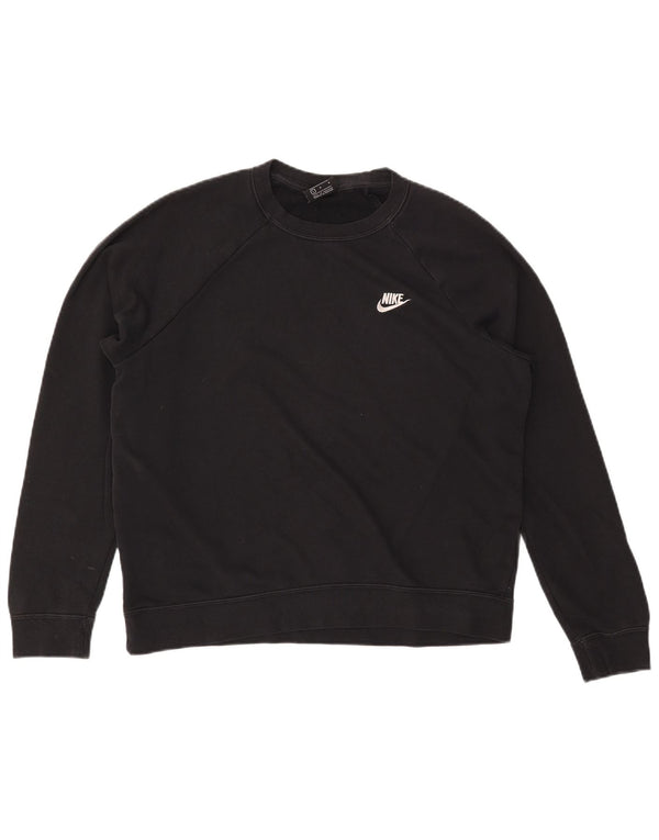 NIKE Damen Sweatshirt Pullover UK 16 Large Schwarz Baumwolle