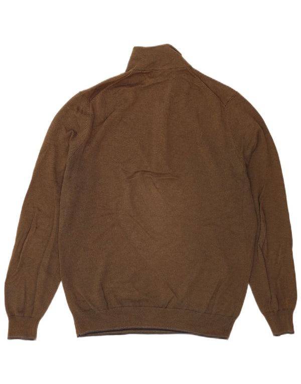 Massimo Dutti Herren-Pullover mit Reißverschluss am Hals, Mittelkhaki