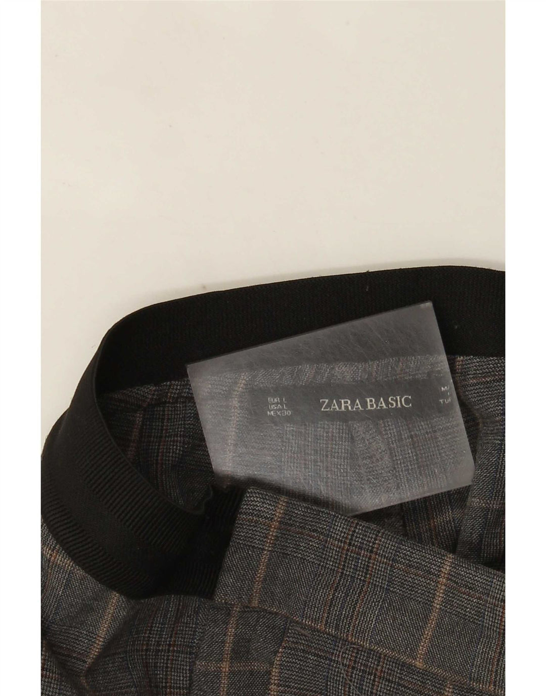 Zara Damen-Chinohose mit schmaler Passform, groß, W30, L27, grau kariert