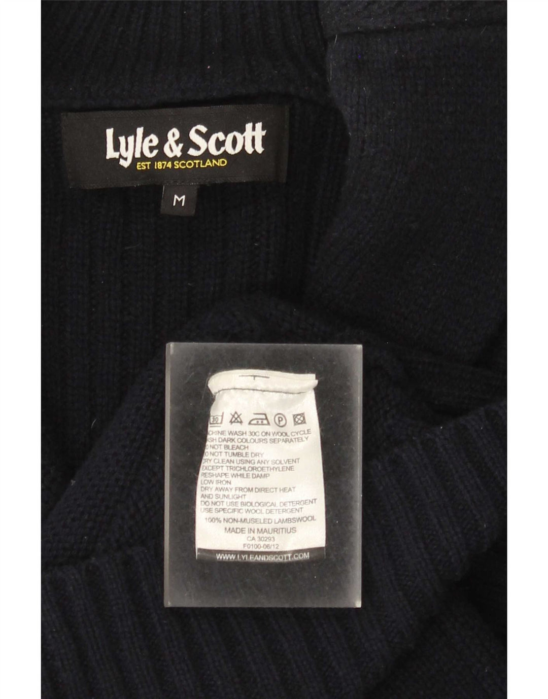 Lyle & Scott Herren-Strickjacke aus Lammwolle in mittlerem Marineblau