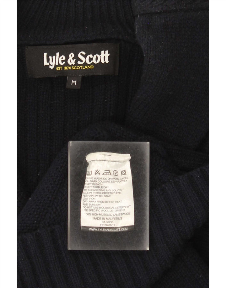 Lyle & Scott Herren-Strickjacke aus Lammwolle in mittlerem Marineblau