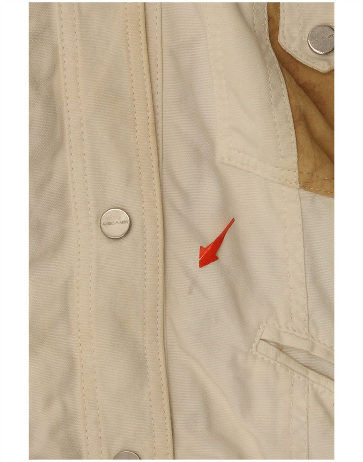 ALVIERO MARTINI Womens Suede Bomber Jacket IT 50 XL White Colourblock