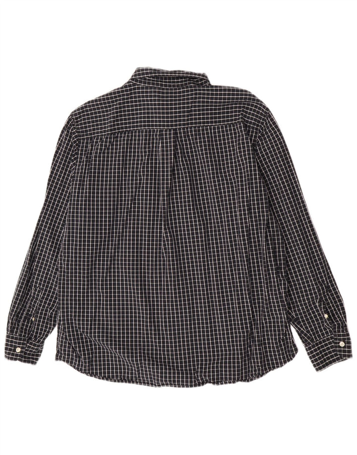 Chaps Herren-Hemd mit individueller Passform, 2XL, schwarz kariert, Baumwolle