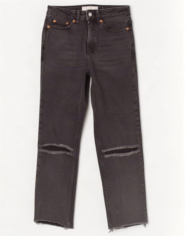 Topshop Damen Distressed-Cropped-Jeans W25 L24 Graues Polyester