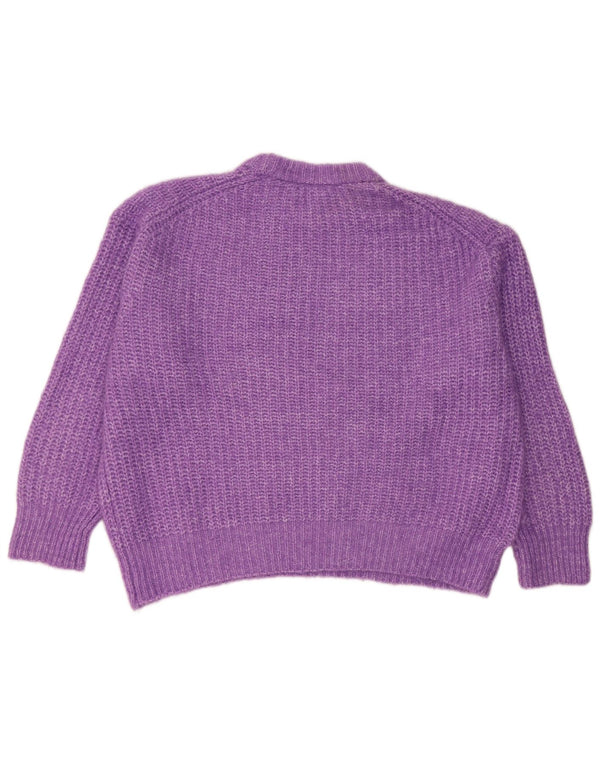 Zara Damen-Pullover, übergroß, Rundhalsausschnitt, Gr. 40, Größe L, Lila, Polyester