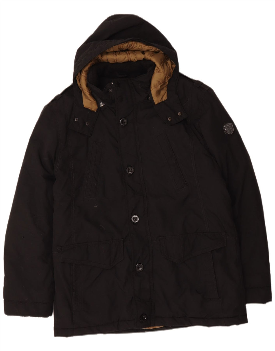 S.Oliver Herren-Jacke mit Kapuze, gepolstert, UK 42, XL, Schwarz, Polyester