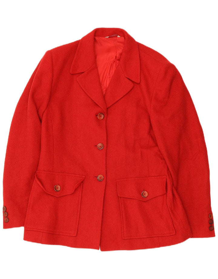 Stefanel Damen-Blazerjacke mit 3 Knöpfen, UK 14, mittelrote Wolle