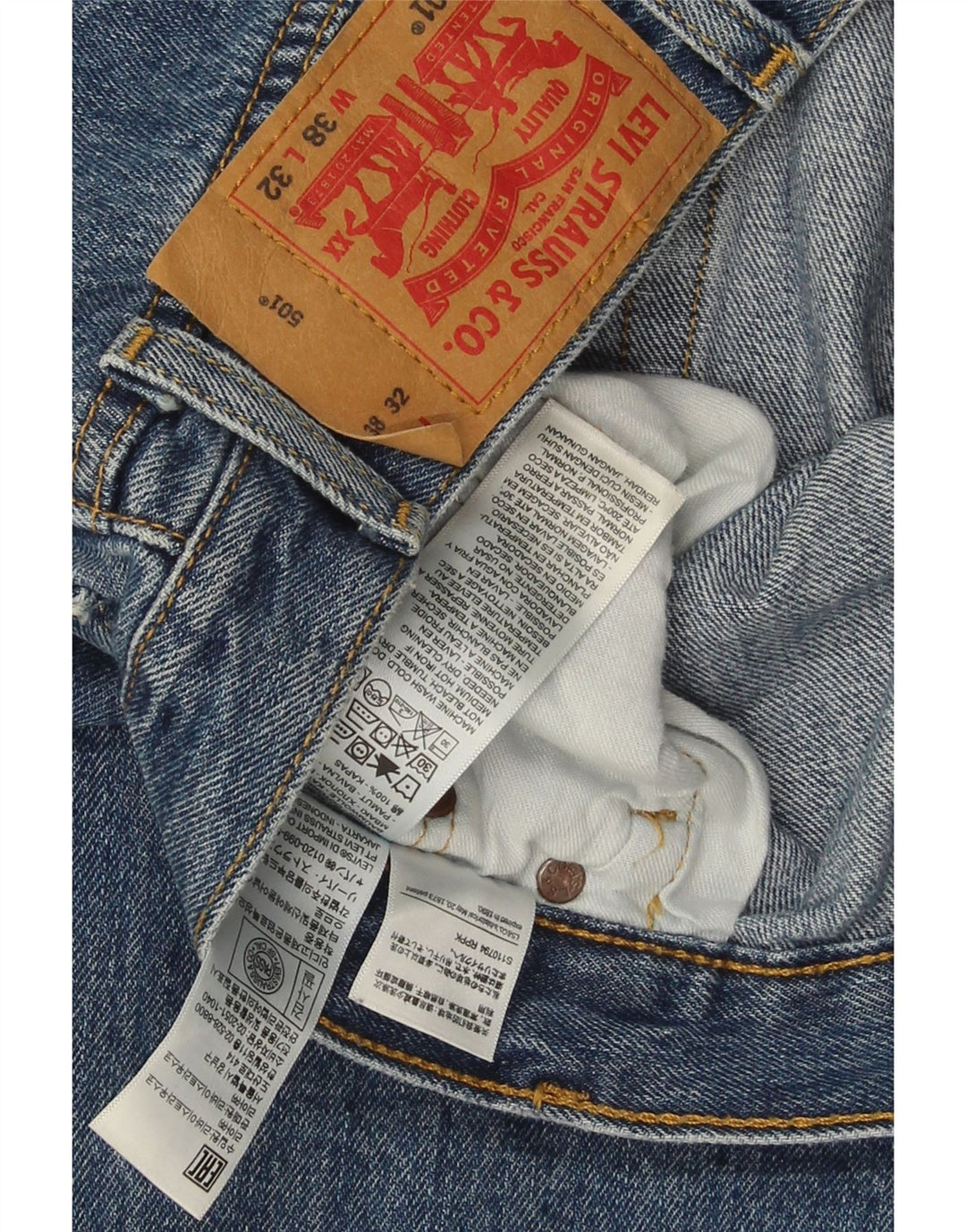 Levi's Herren 501 Straight Jeans W38 L32 Blaue Baumwolle